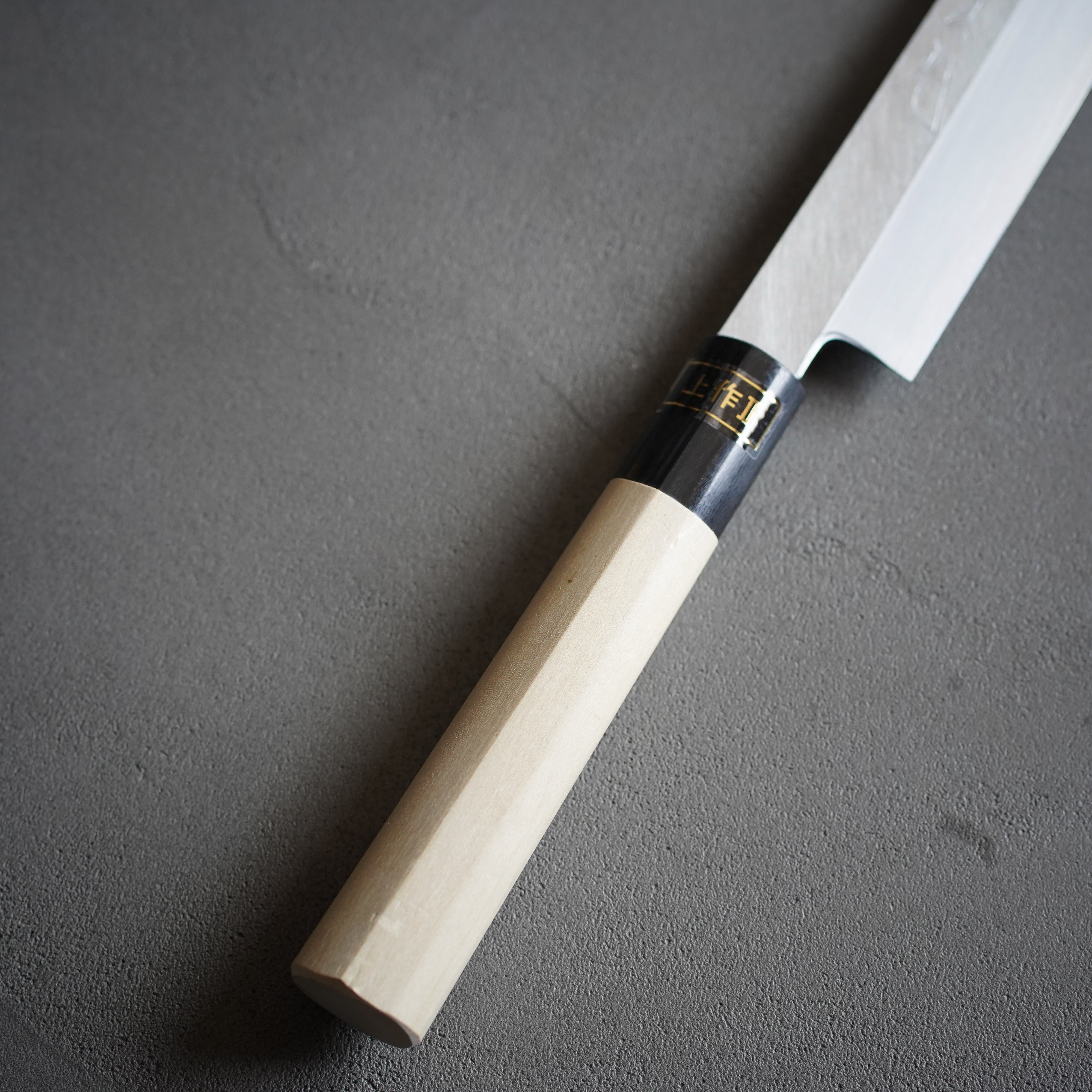 [6個セット] 柳刃 包丁 240mm 安来鋼青紙２号 朴シノギ柄 6個セット] 柳刃 包丁 240mm 安来鋼青紙2号 朴シノギ柄 【