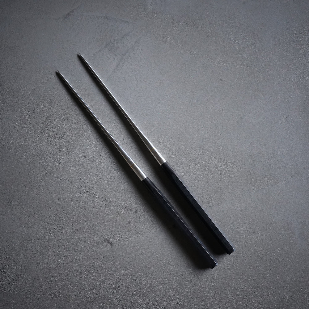 本焼 ステンレス マナ箸 盛箸 黒合板六角柄