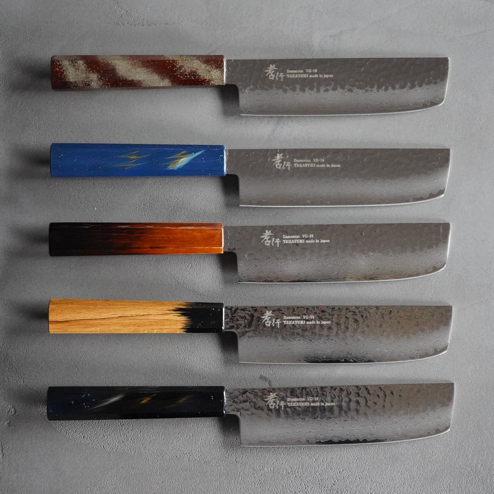 33-layer Damascus, lacquered oak, vegetable knife, 160mm / Sakai Takayuki