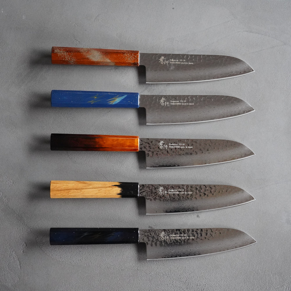 33-layer Damascus lacquer Santoku knife 170mm / Sakai Takayuki