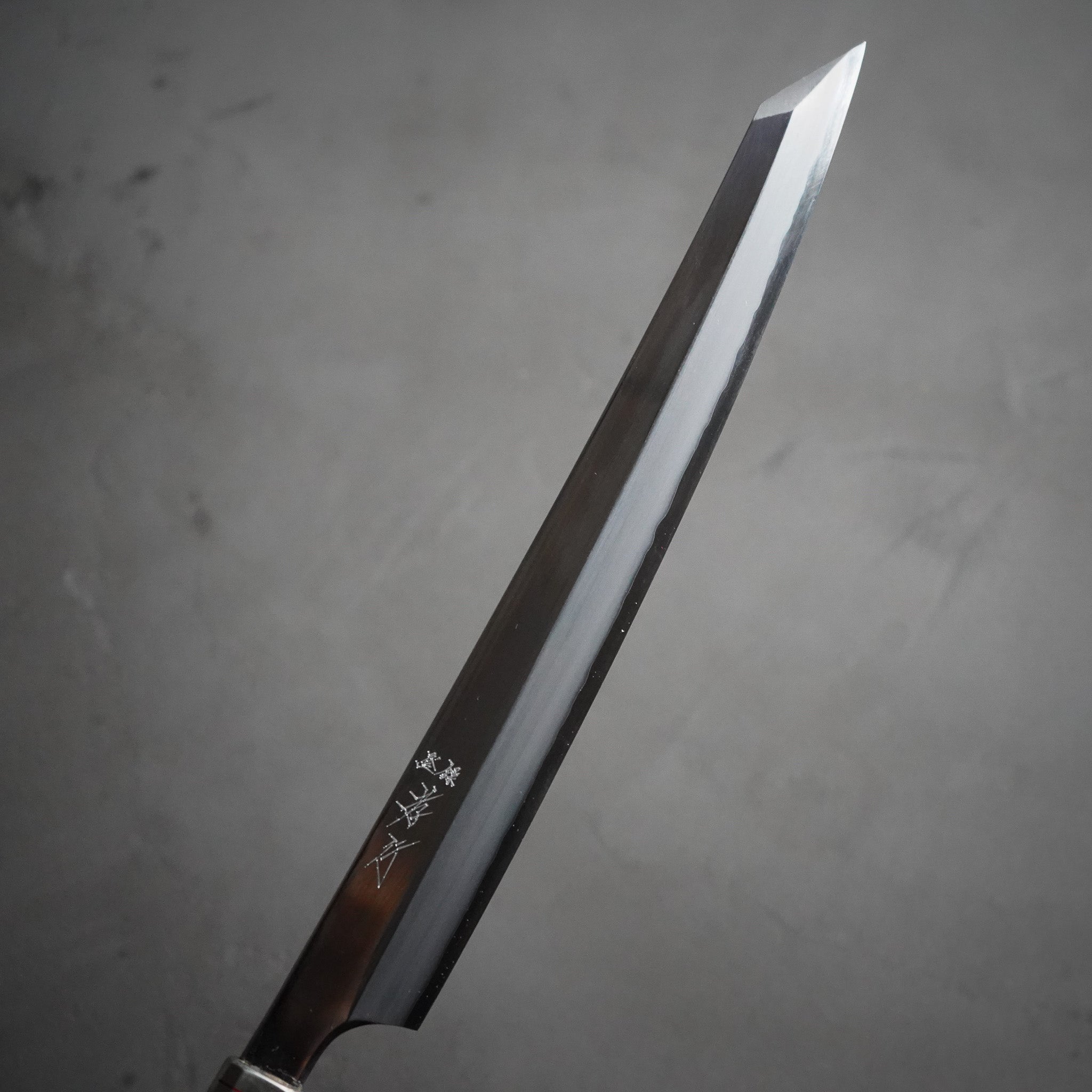 紫電 剣型柳刃（飛燕型） 刺身包丁 / 堺孝行 – Tomoe-Ya